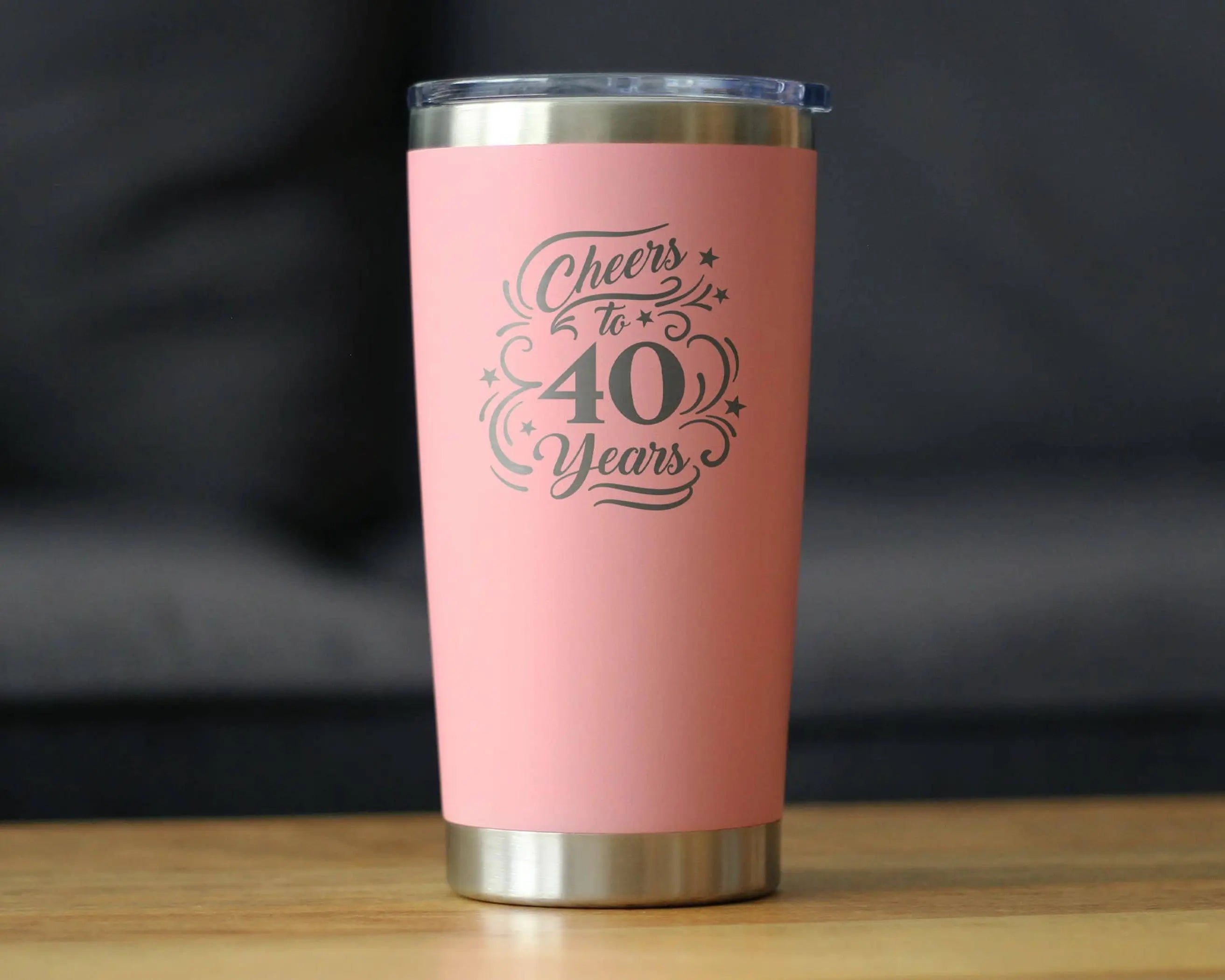 Cheers 40  Insulated Travel Tumbler - 40th Anniversary Gifts Bevvee