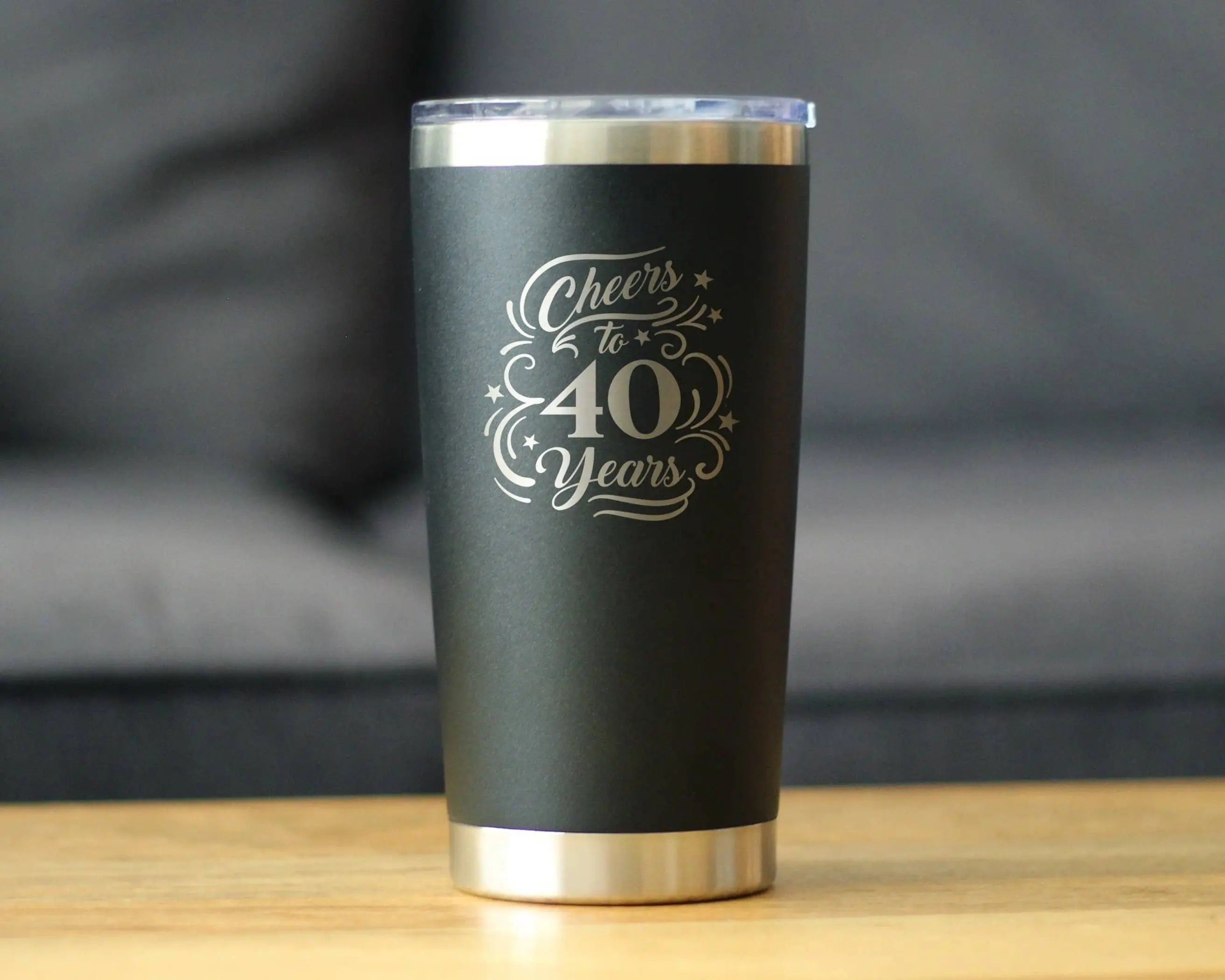 Cheers 40  Insulated Travel Tumbler - 40th Anniversary Gifts Bevvee
