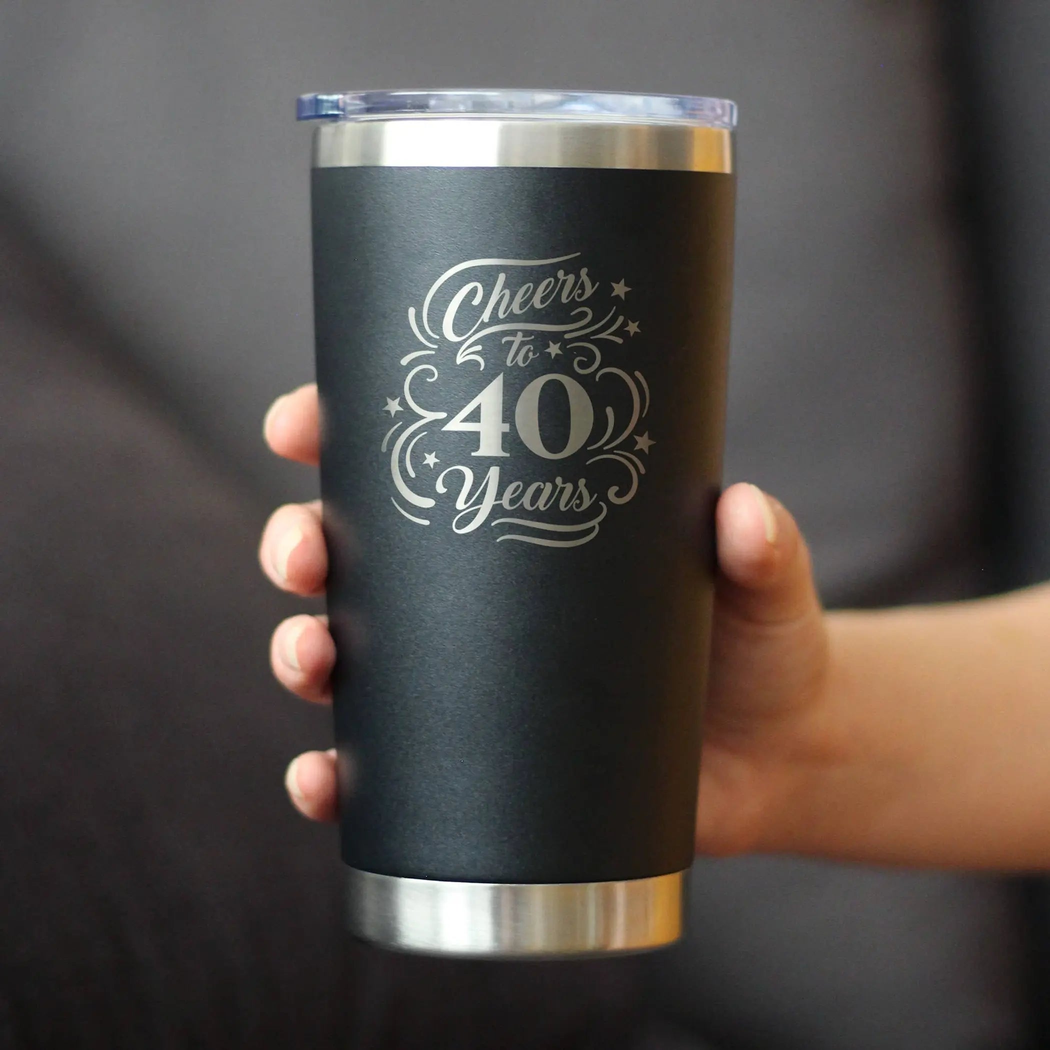 Cheers 40  Insulated Travel Tumbler - 40th Anniversary Gifts Bevvee