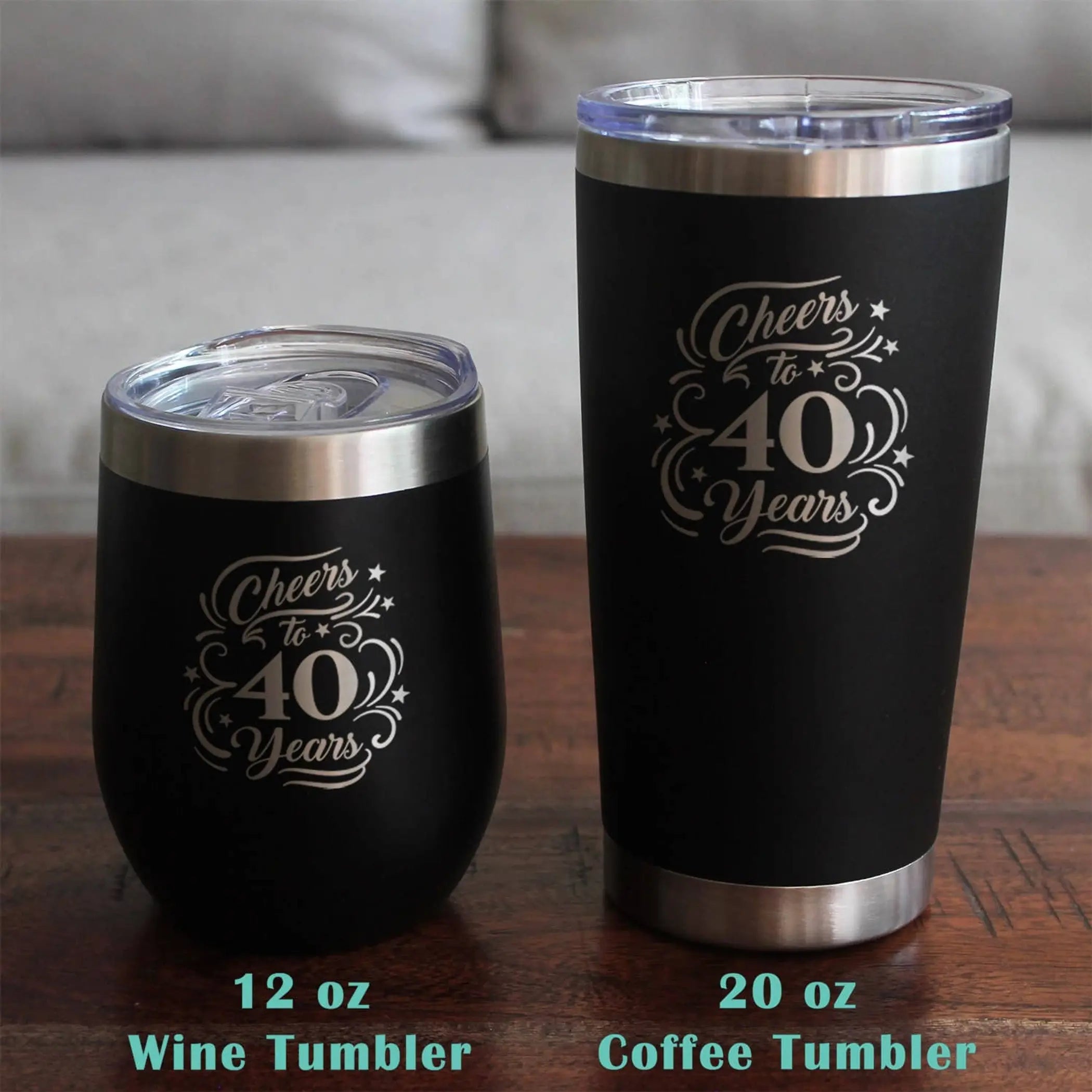 Cheers 40  Stemless Wine Glass - 40th Anniversary Gifts Bevvee