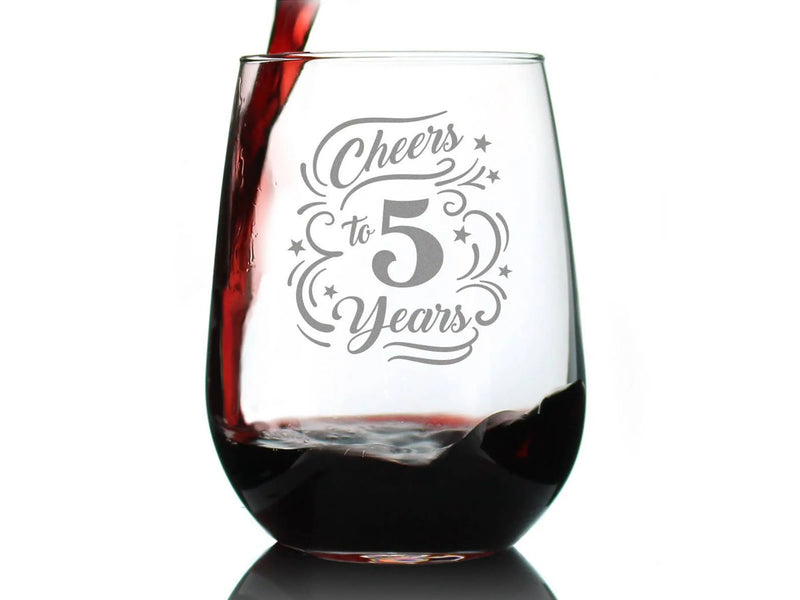 Cheers 5  Stemless Wine Glass - 5th Anniversary Gifts Bevvee