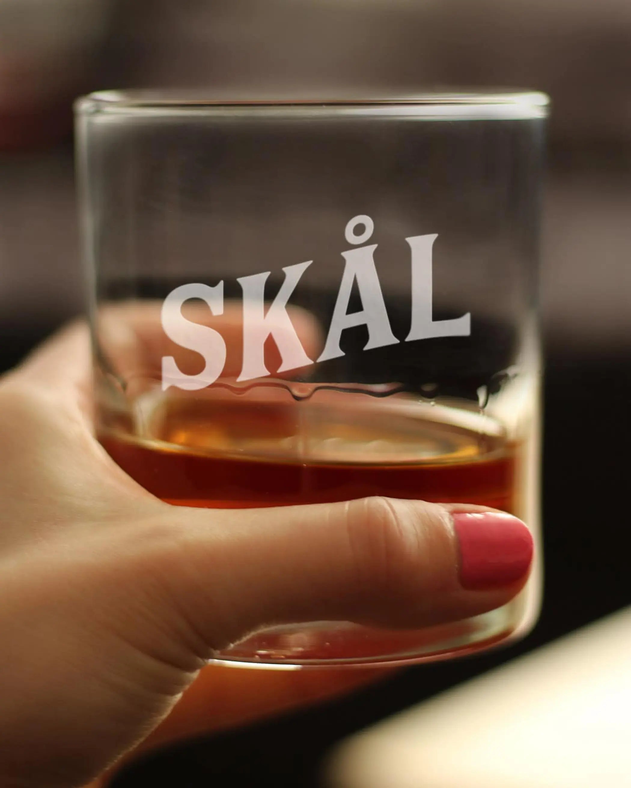 Cheers Norwegian Skal Whiskey Rocks Glass - Norway Gifts Bevvee