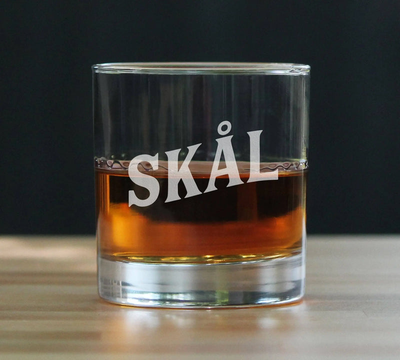 Cheers Norwegian Skal Whiskey Rocks Glass - Norway Gifts Bevvee