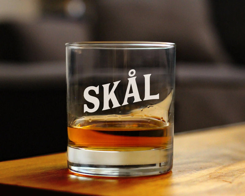 Cheers Norwegian Skal Whiskey Rocks Glass - Norway Gifts Bevvee