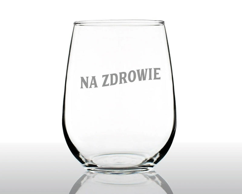 Cheers Polish Na Zdrowie Stemless Wine Glass - Poland Gifts Bevvee
