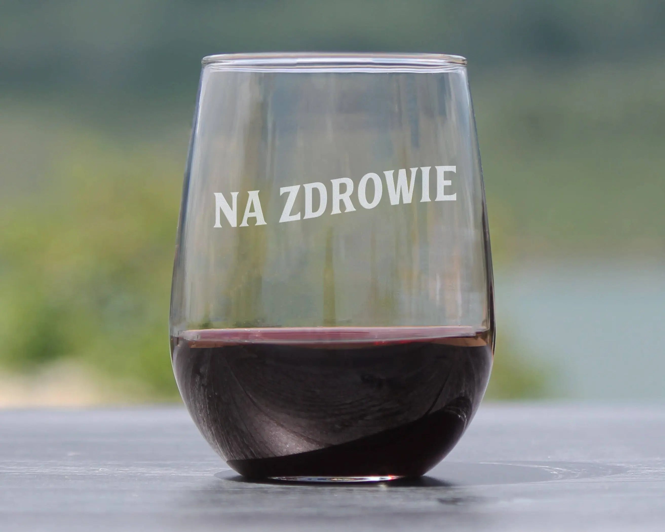 Cheers Polish Na Zdrowie Stemless Wine Glass - Poland Gifts Bevvee