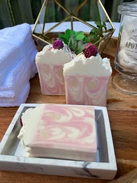 Cherry Bomb Cold Process Soap with Flower Embed Berry Clean Soaps