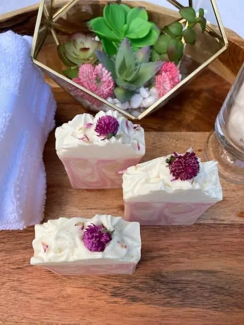 Cherry Bomb Cold Process Soap with Flower Embed Berry Clean Soaps