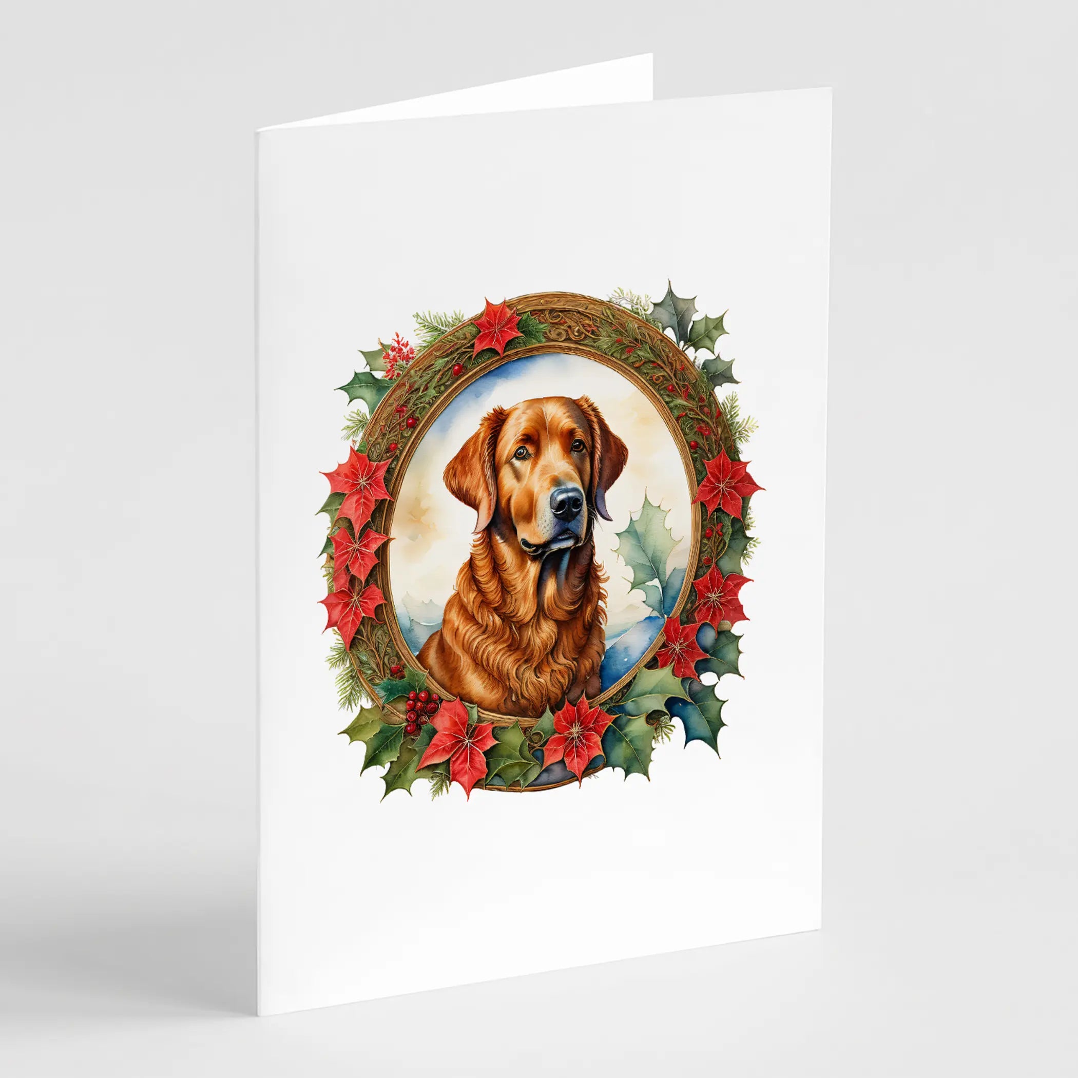 Chesapeake Bay Retriever Christmas Flowers Greeting Cards Pack of 8 Caroline's Treasures