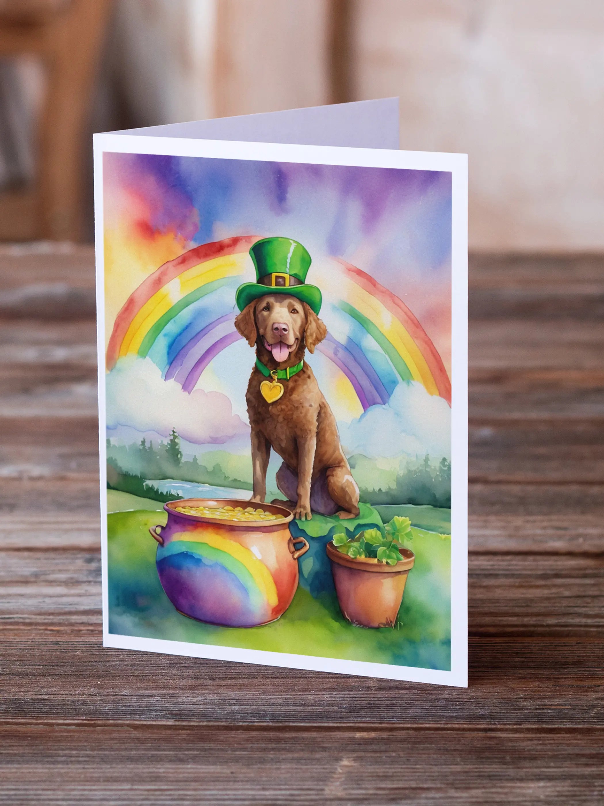 Chesapeake Bay Retriever St Patrick's Day Greeting Cards Pack of 8 Caroline's Treasures