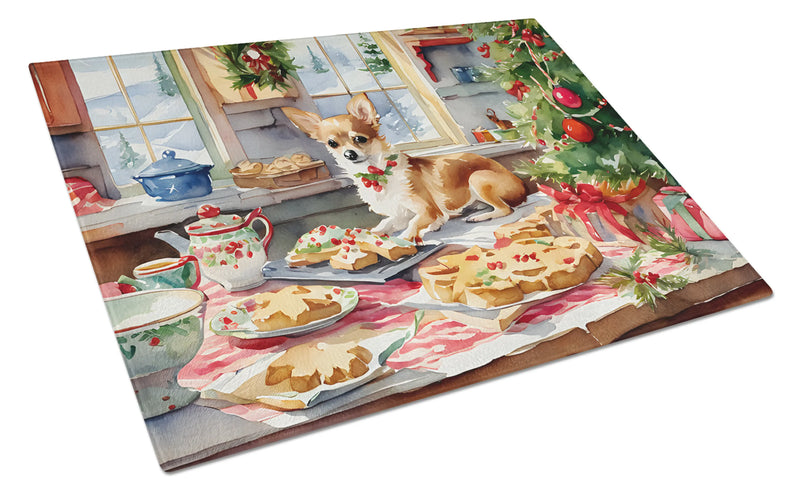 Chihuahua Christmas Cookies Glass Cutting Board Caroline's Treasures