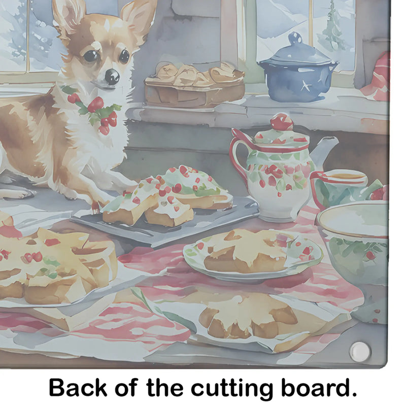 Chihuahua Christmas Cookies Glass Cutting Board Caroline's Treasures