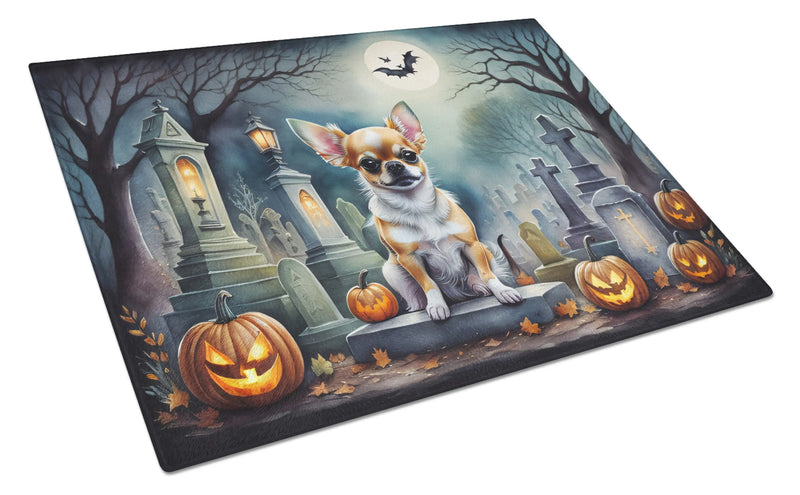 Chihuahua Spooky Halloween Glass Cutting Board Caroline's Treasures