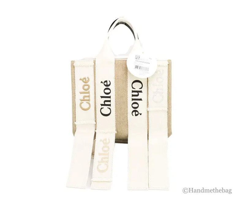 Chloe Small Undone Straps Canvas Sand Woody Tote Bag JV Deals