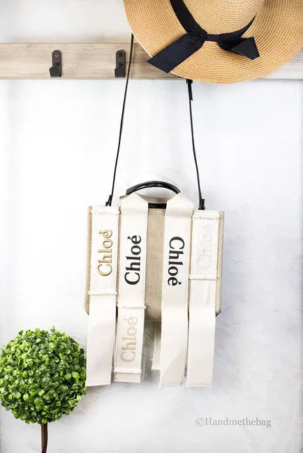 Chloe Small Undone Straps Canvas Sand Woody Tote Bag JV Deals