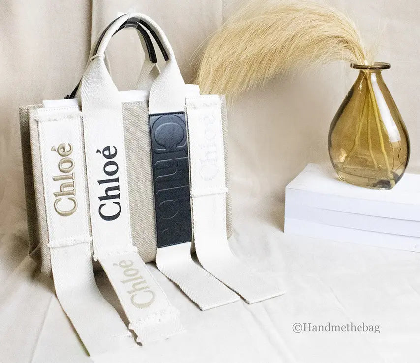 Chloe Small Undone Straps Canvas Sand Woody Tote Bag JV Deals