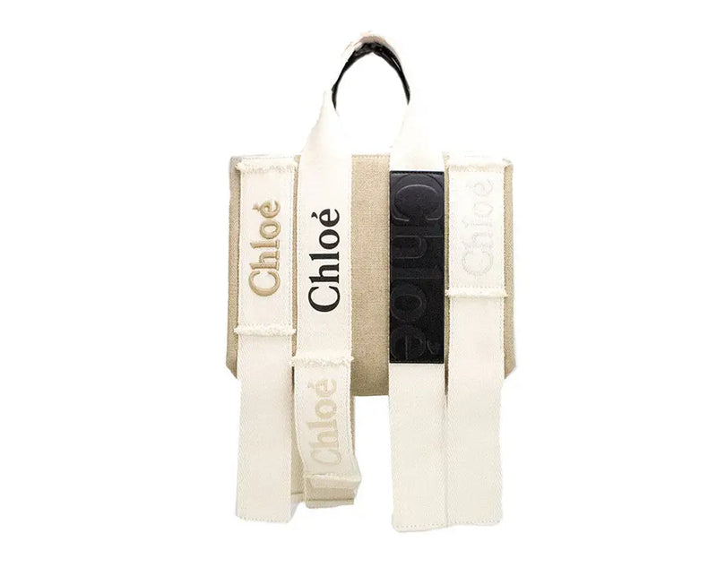Chloe Small Undone Straps Canvas Sand Woody Tote Bag JV Deals