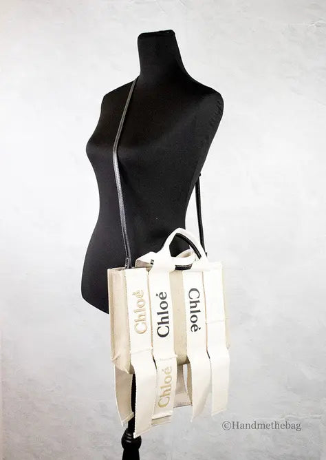 Chloe Small Undone Straps Canvas Sand Woody Tote Bag JV Deals