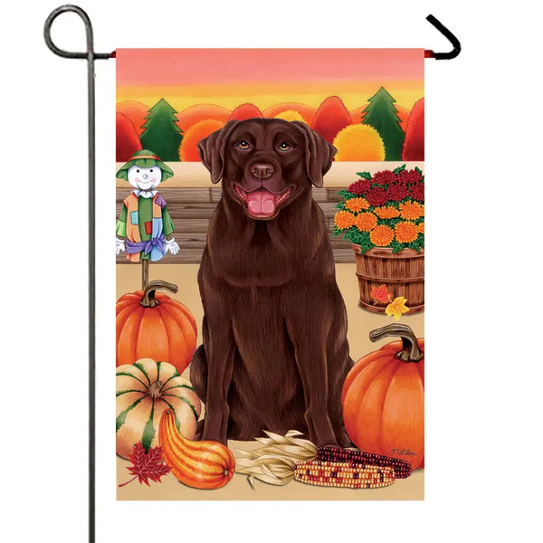 Chocolate Labrador- Best of Breed Autumn Harvest Garden Flag Best of Breed
