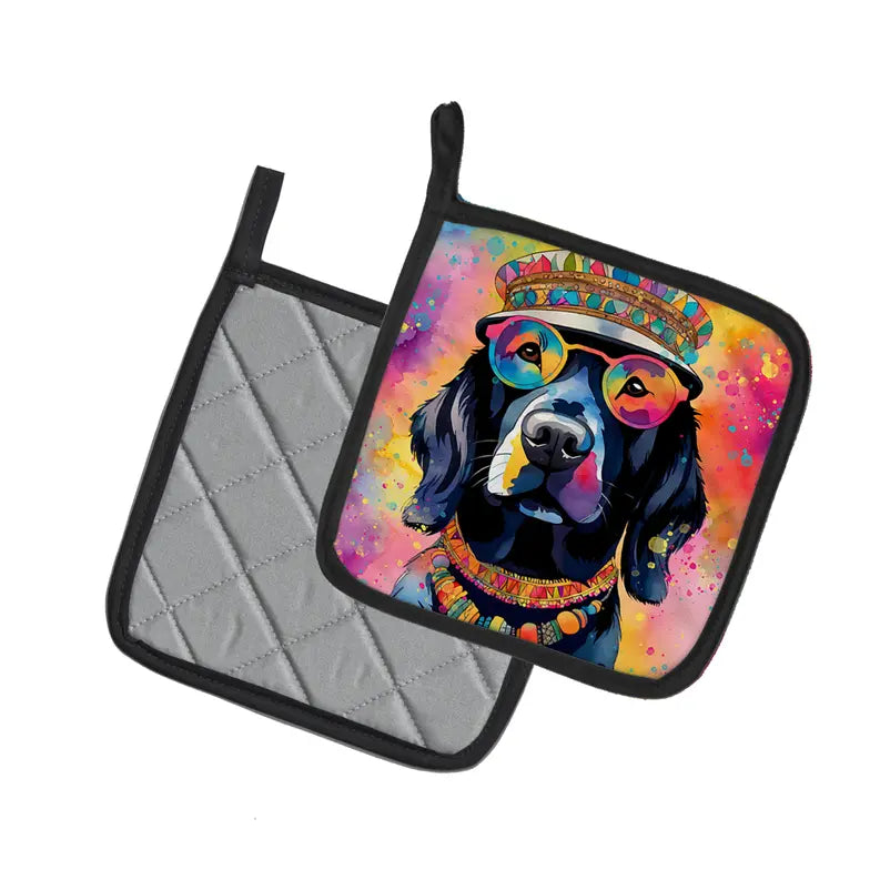 Chocolate Labrador Hippie Dawg Pair of Pot Holders Caroline's Treasures