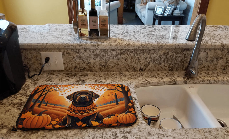 Chocolate Labrador Retriever Fall Dish Drying Mat Caroline's Treasures
