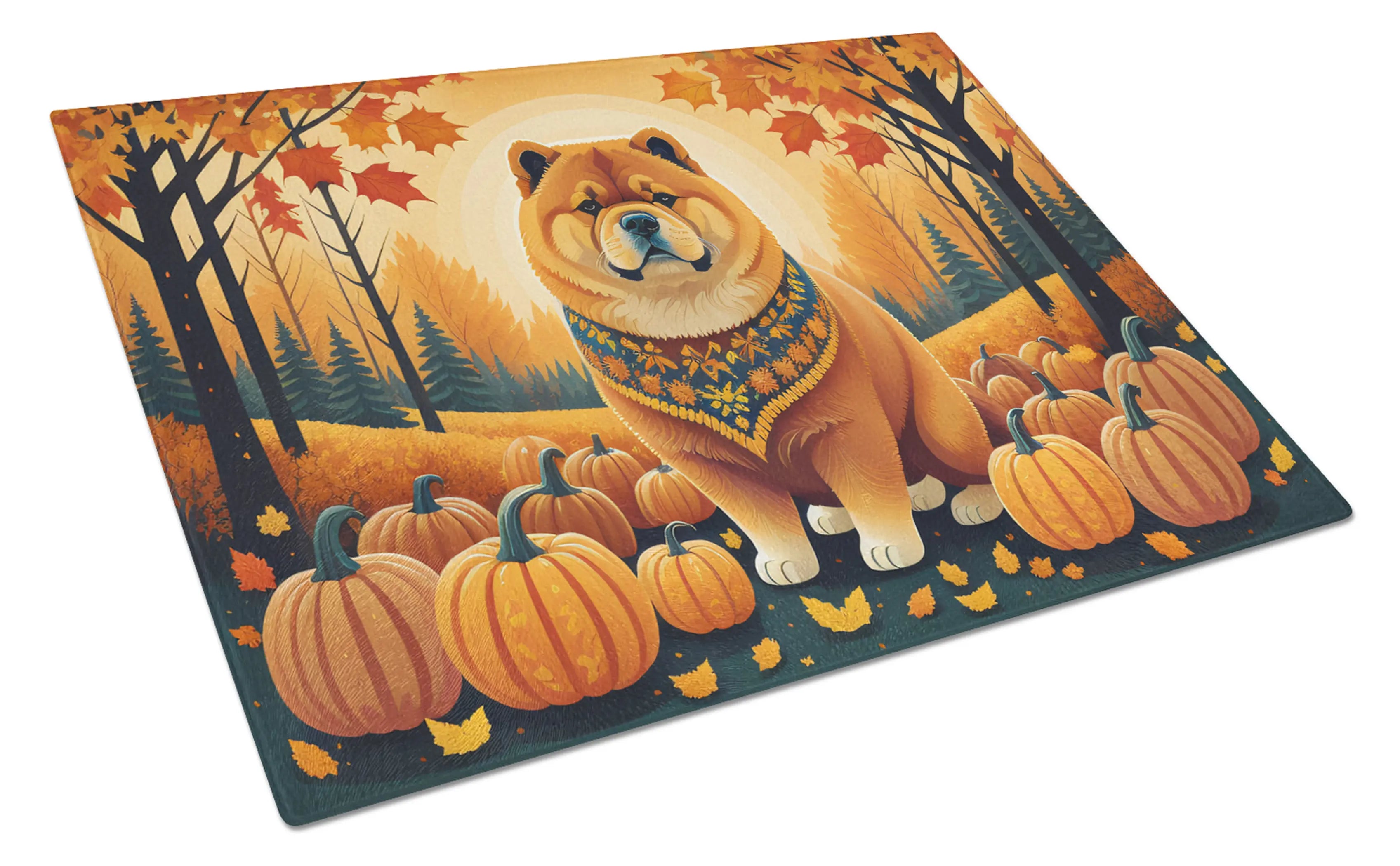 Chow Chow Fall Glass Cutting Board Caroline's Treasures