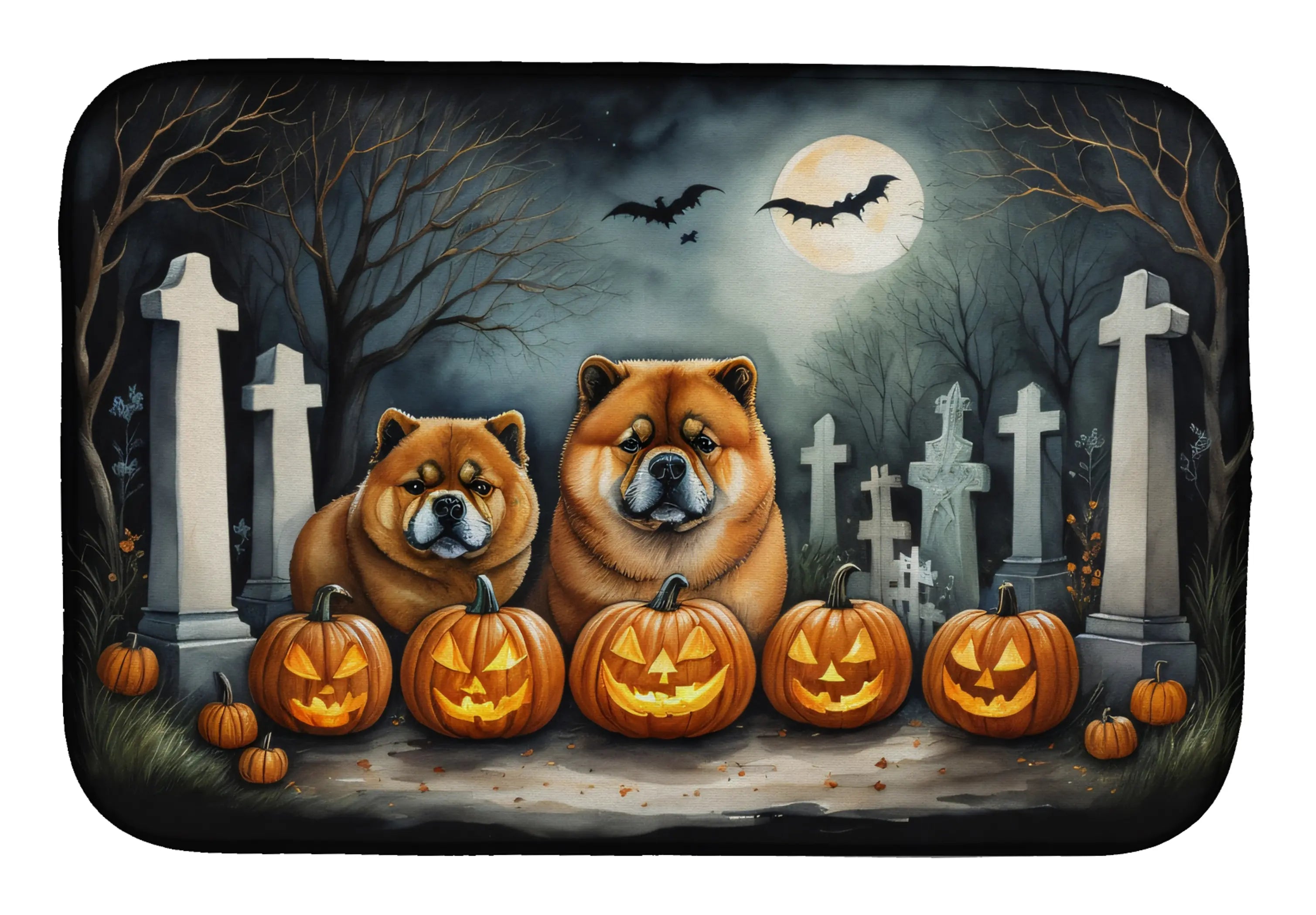 Chow Chow Spooky Halloween Dish Drying Mat Caroline's Treasures