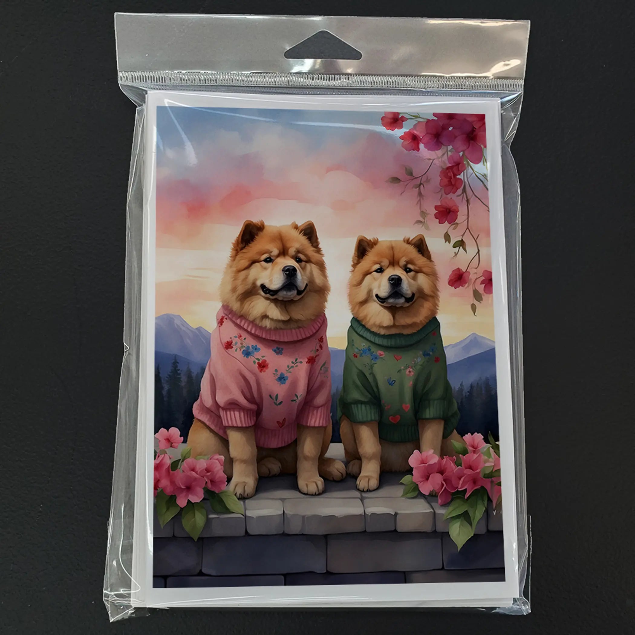 Chow Chow Two Hearts Greeting Cards Pack of 8 Caroline's Treasures