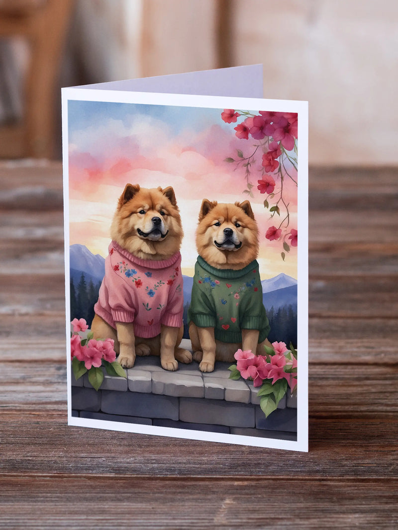 Chow Chow Two Hearts Greeting Cards Pack of 8 Caroline's Treasures