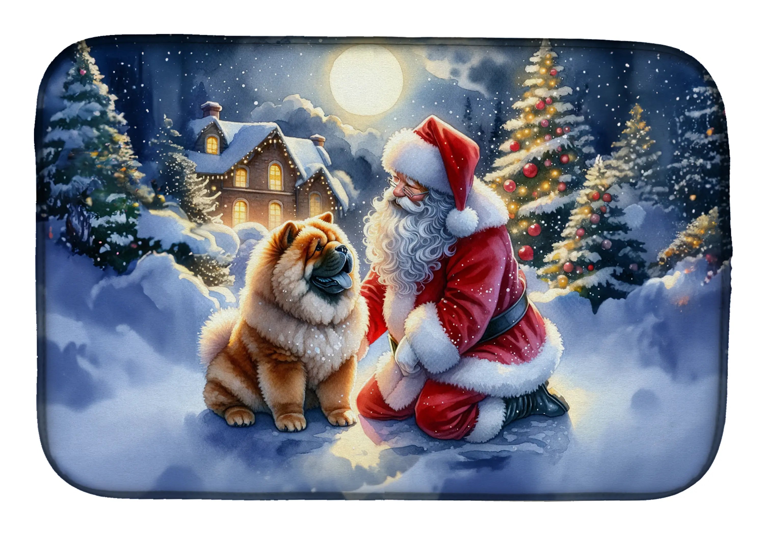 Chow Chow and Santa Claus Dish Drying Mat Caroline's Treasures