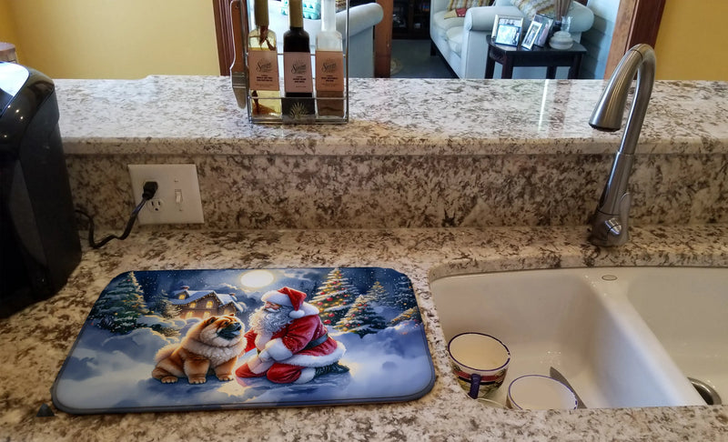 Chow Chow and Santa Claus Dish Drying Mat Caroline's Treasures