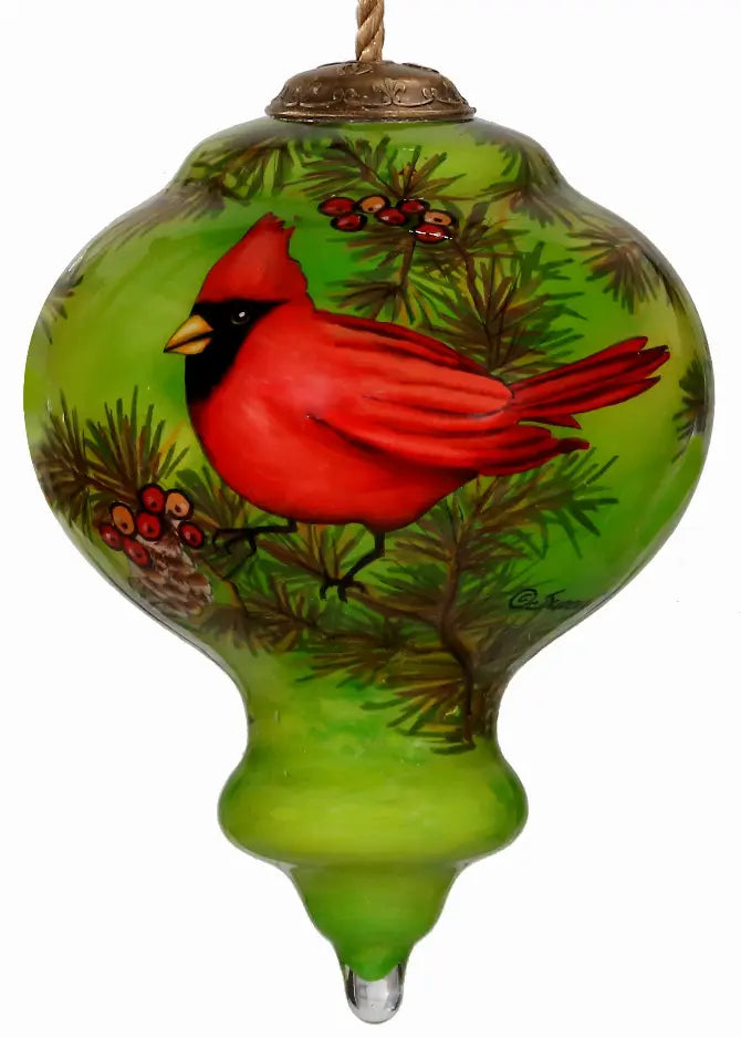 Christmas Beauties Cardinal Hand Painted Glass Ornament Inner Beauty Gifts