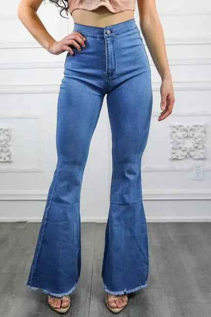 Classic Bell Bottom Jeans without Front Pockets SurelyMine