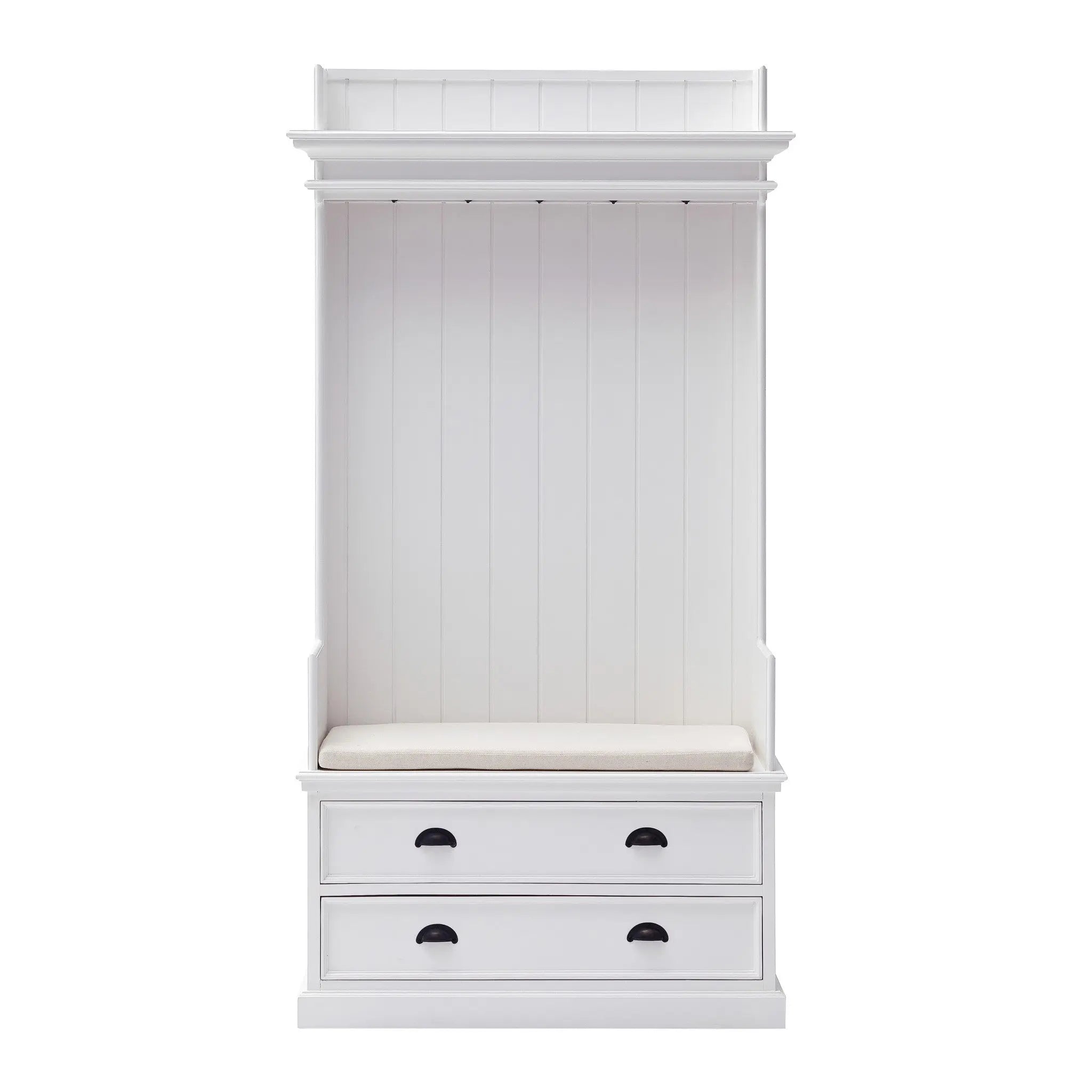 Classic White Entryway Coat Rack and Bench with Drawers Homeroots Organization