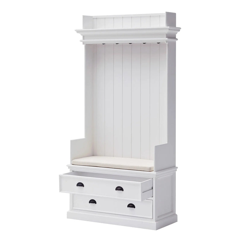 Classic White Entryway Coat Rack and Bench with Drawers Homeroots Organization