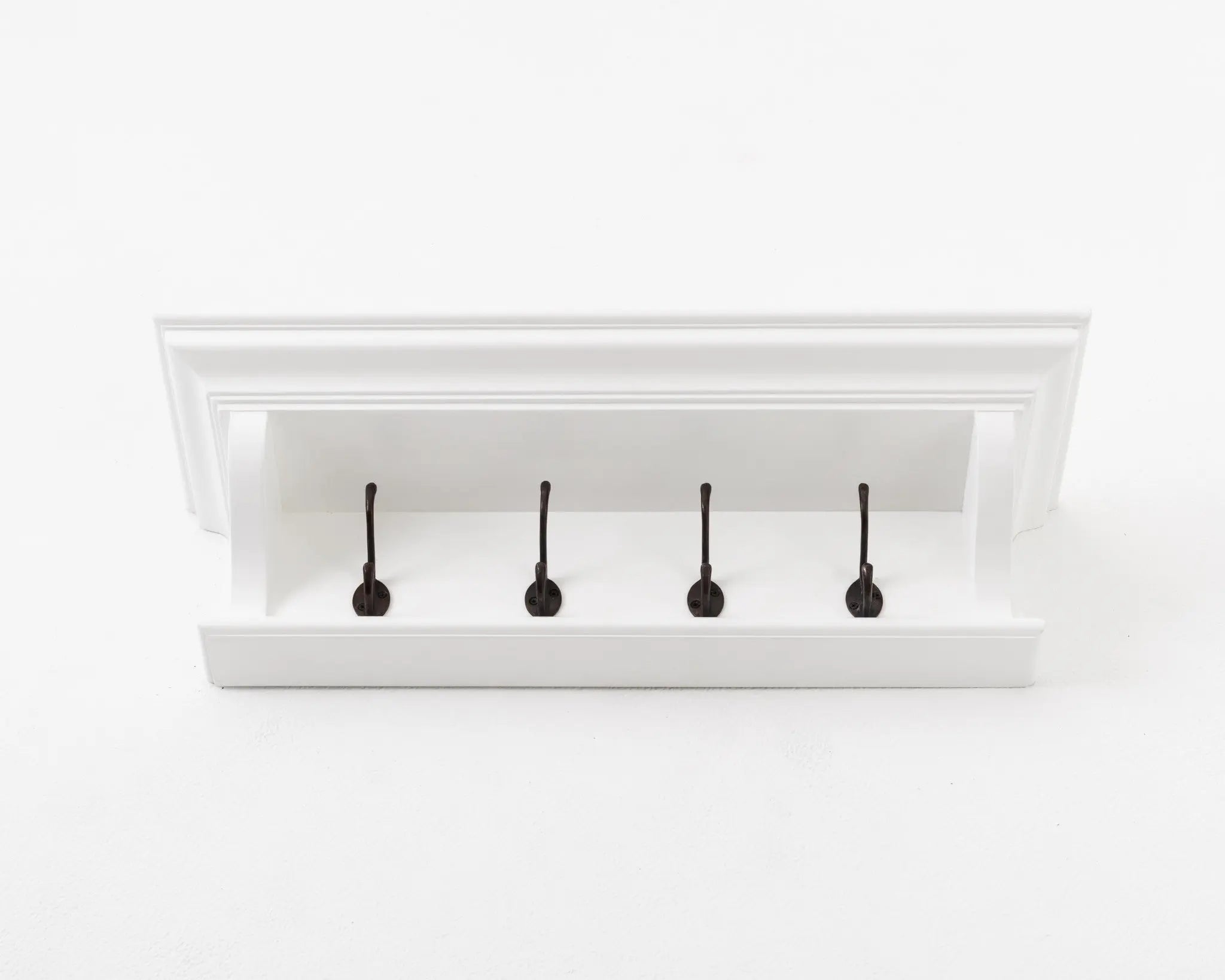 Classic White Wood Wide Four Hook Hanging Coat Rack Homeroots Organization