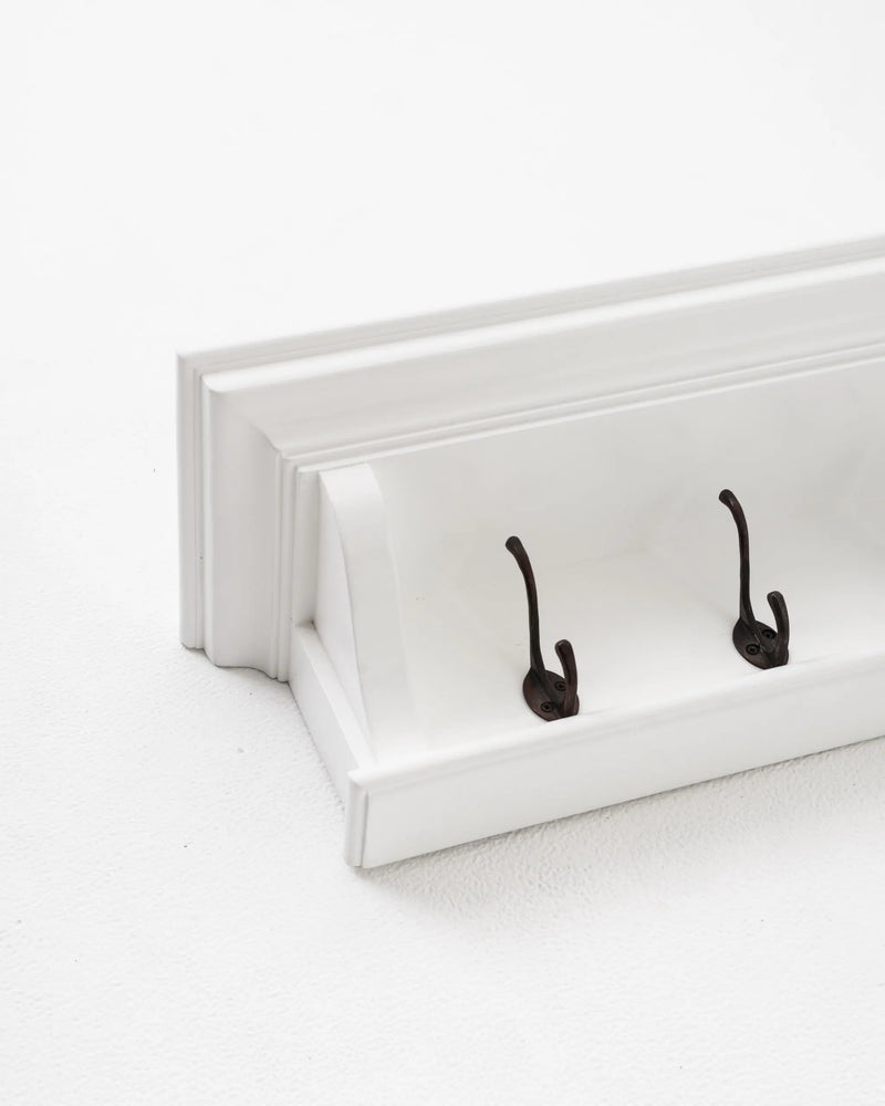 Classic White Wood Wide Four Hook Hanging Coat Rack Homeroots Organization
