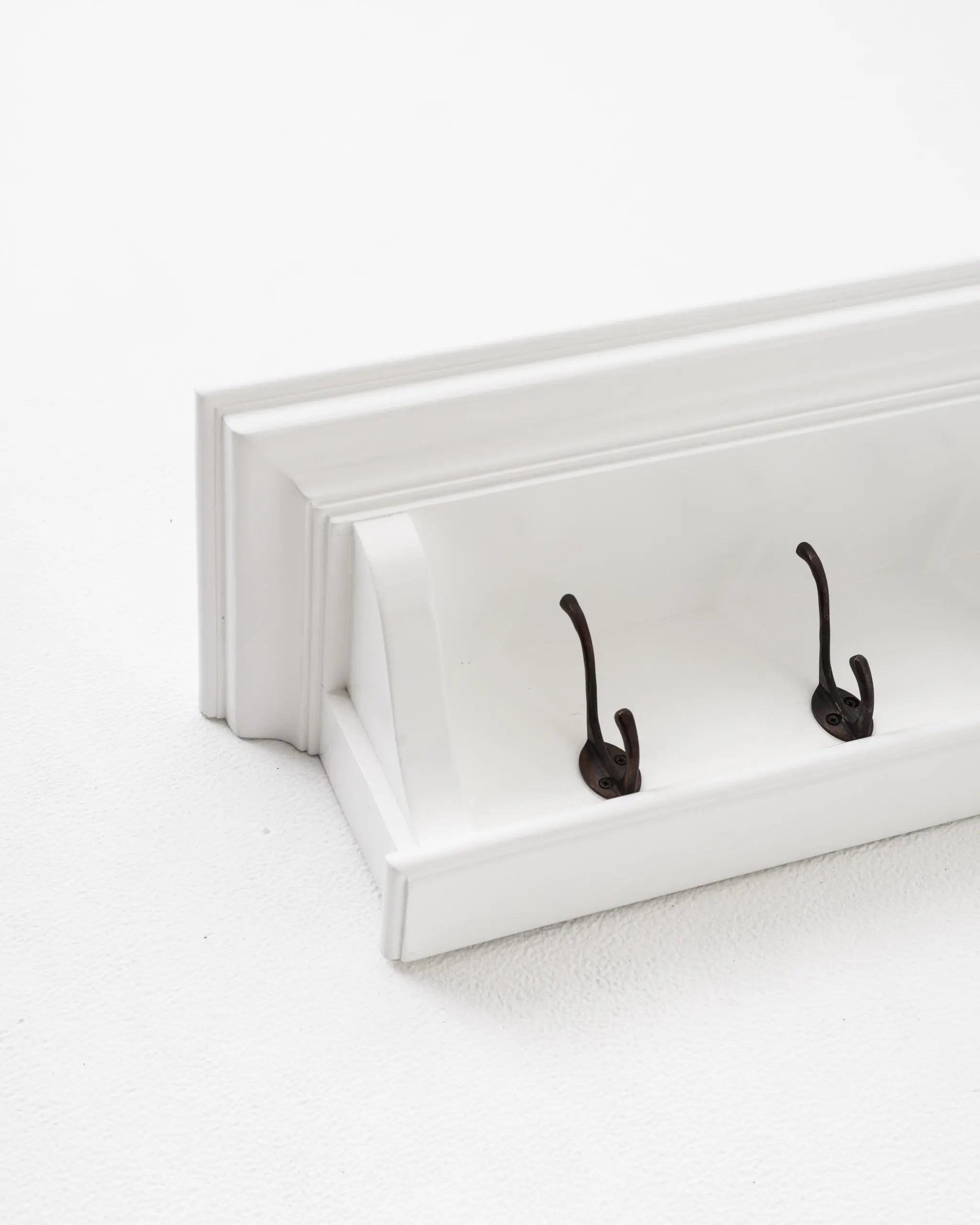 Classic White Wood Wide Six Hook Coat Rack Homeroots Organization