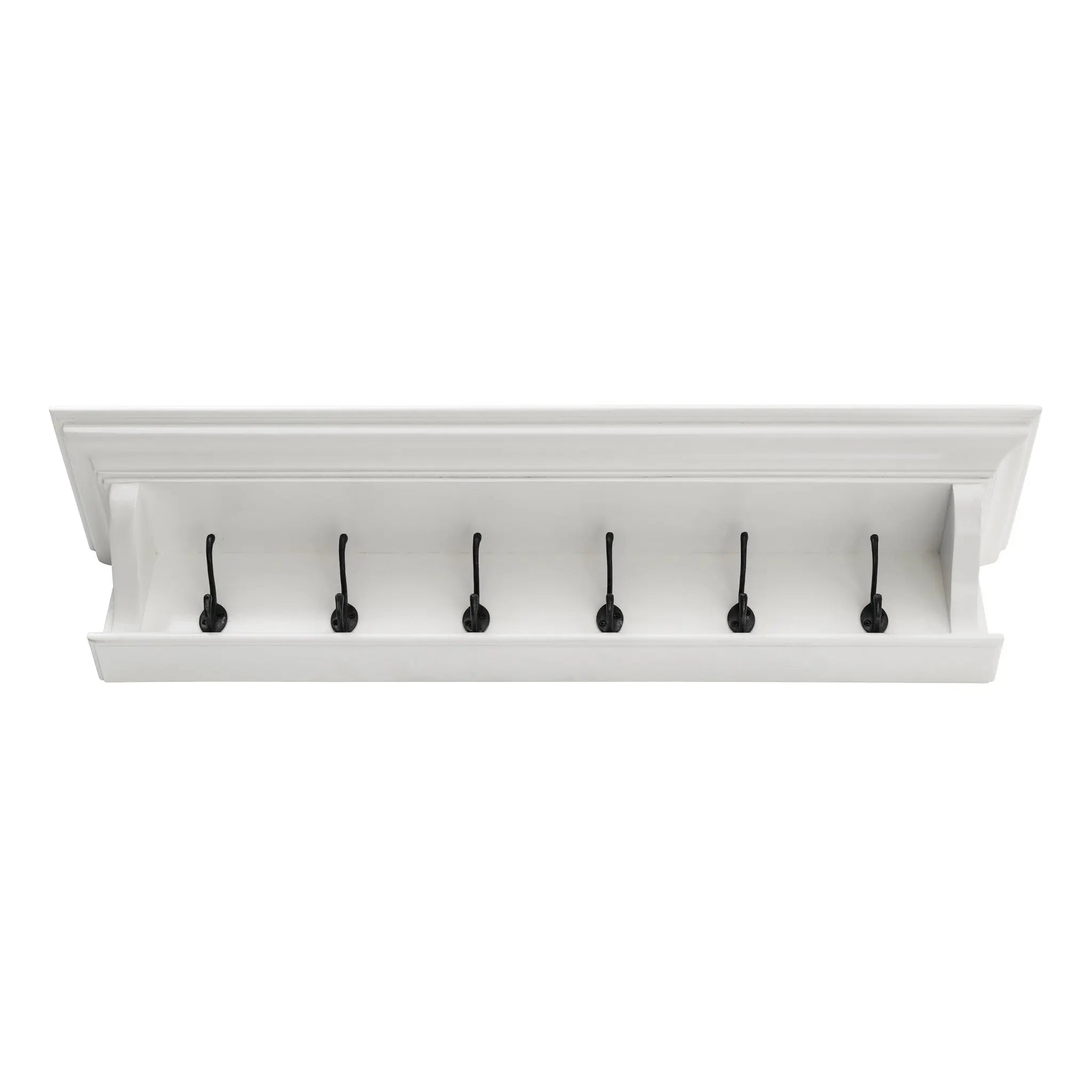 Classic White Wood Wide Six Hook Coat Rack Homeroots Organization