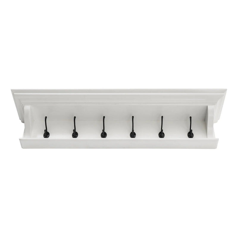 Classic White Wood Wide Six Hook Coat Rack Homeroots Organization