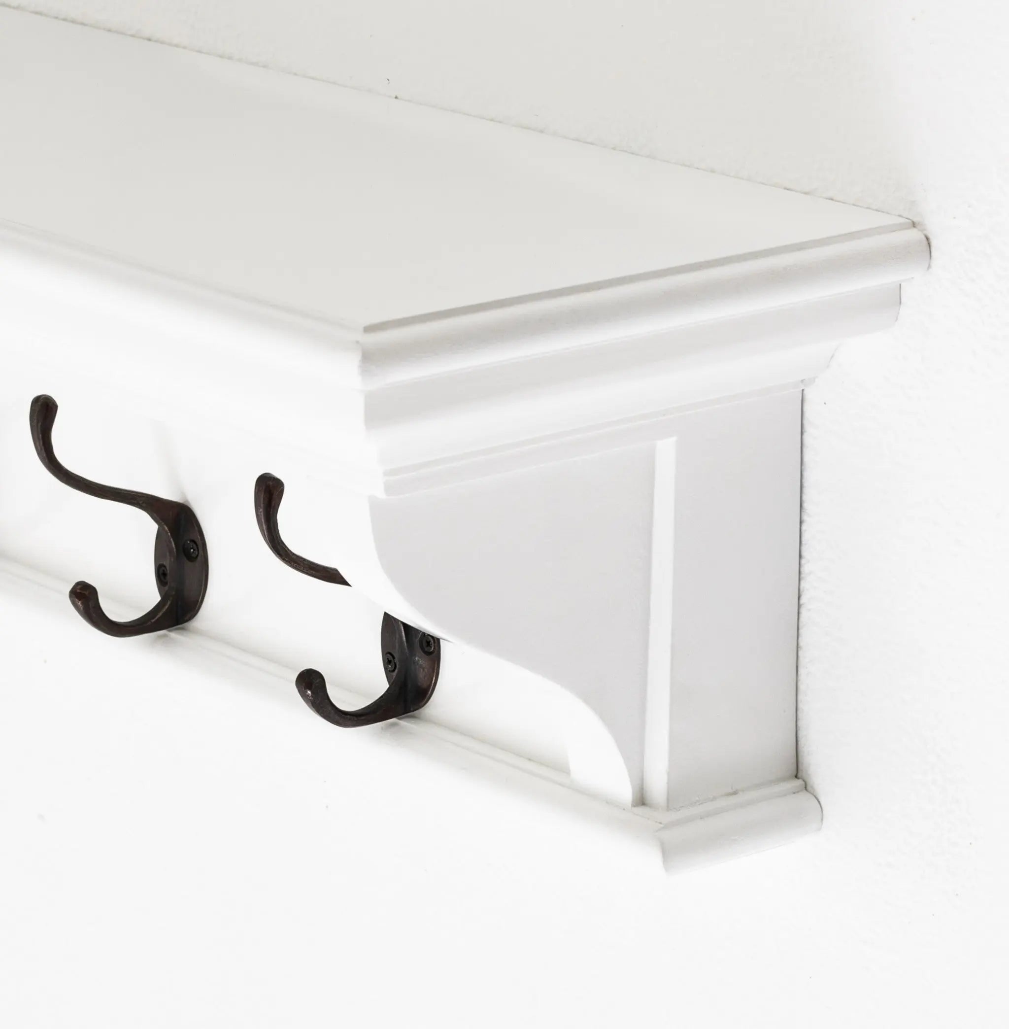 Classic White Wood Wide Six Hook Coat Rack Homeroots Organization