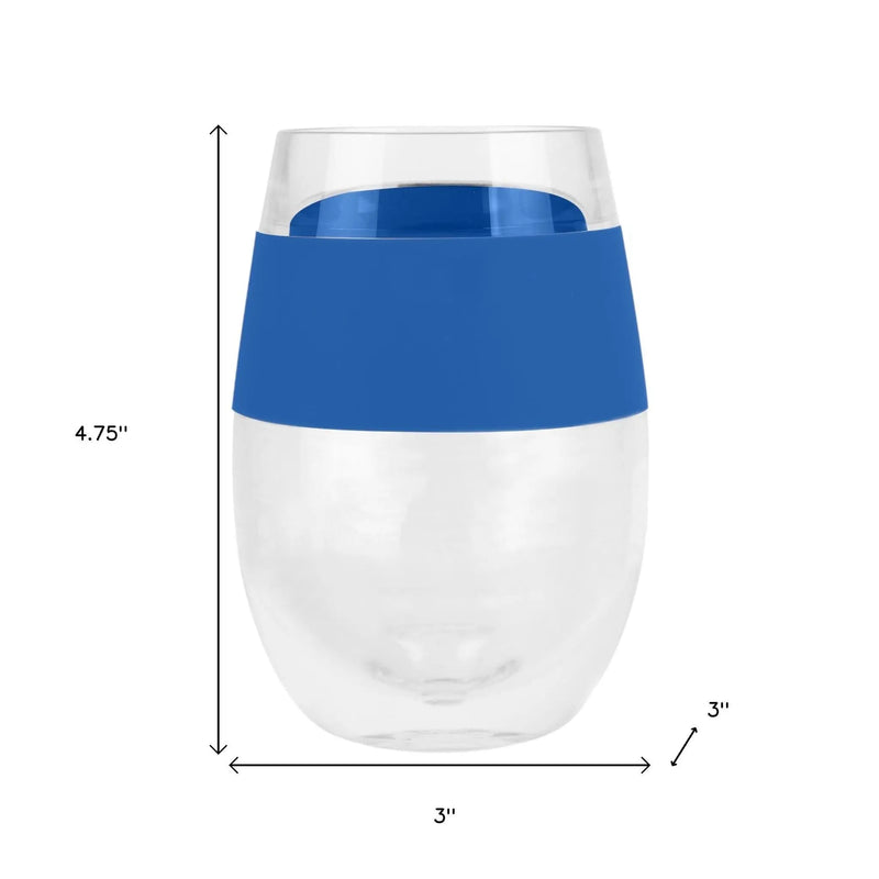 Clear And Blue Tritan Plastic Convex Curve Shape Stemless All Purpose Wine Glass Homeroots Kitchen & Dining