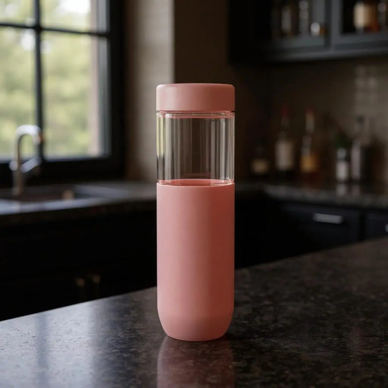 Clear And Blush Stainless Steel Straight Shape Stemless Drinking Glass Homeroots Kitchen & Dining