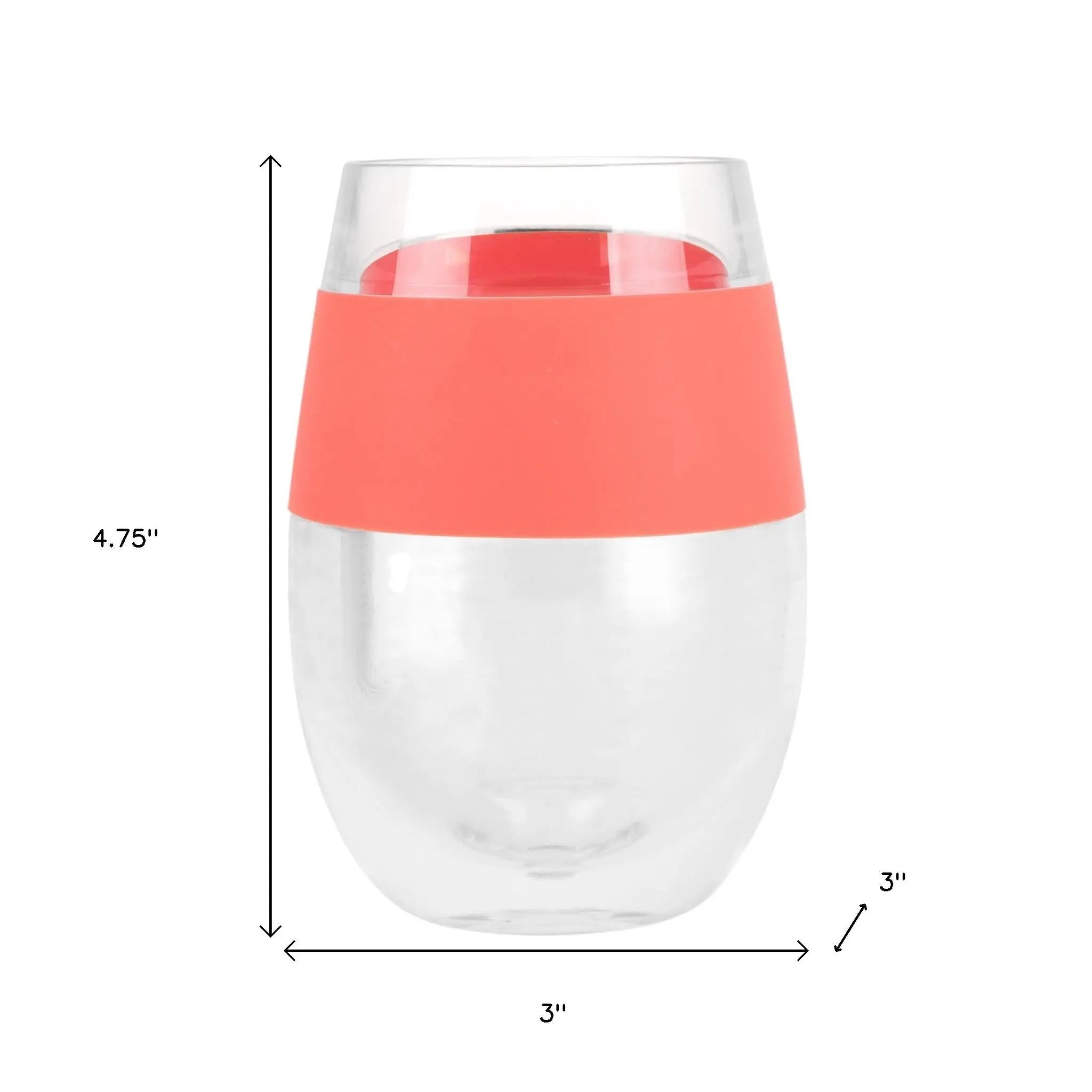 Clear And Coral Tritan Plastic Convex Curve Shape Stemless All Purpose Wine Glass Homeroots Kitchen & Dining
