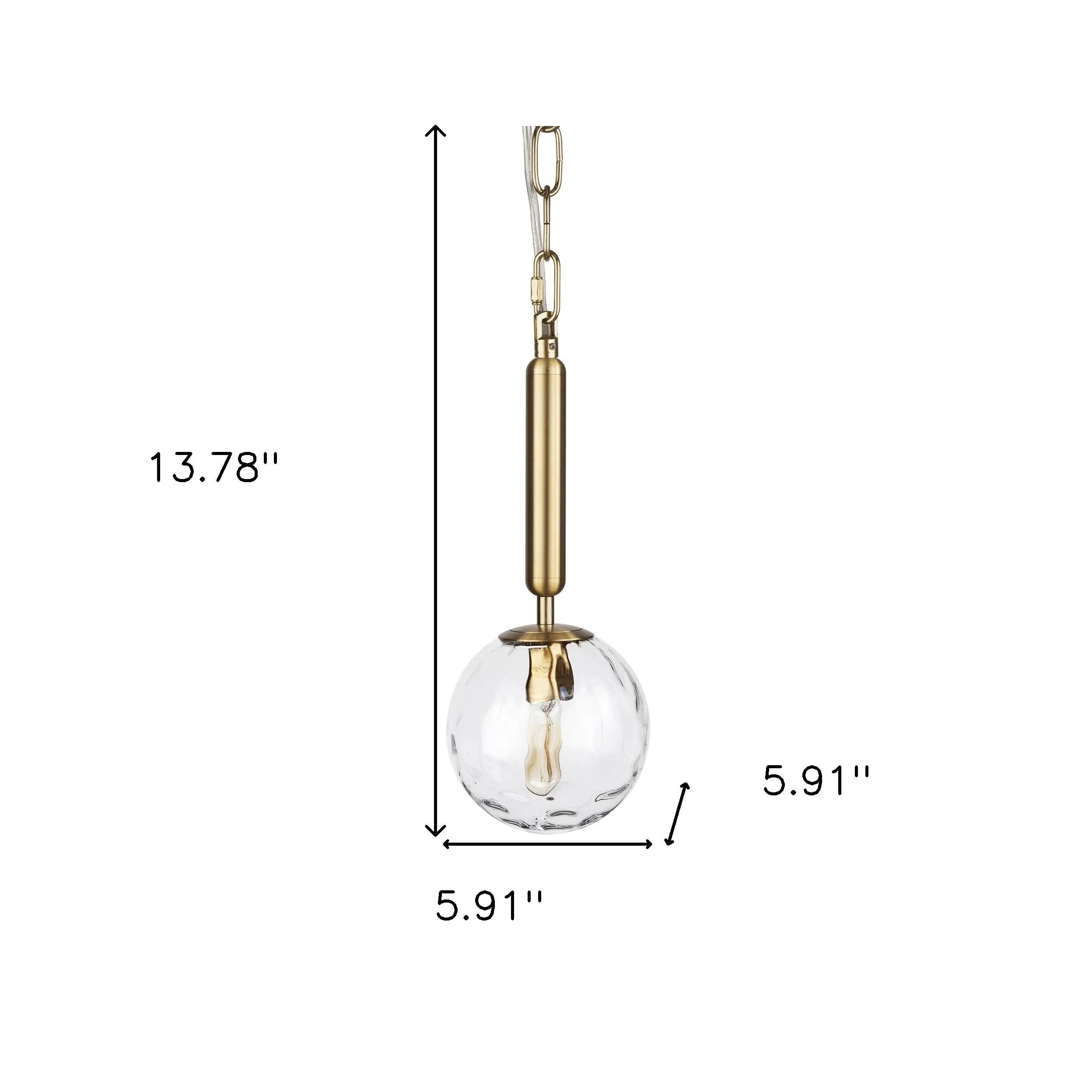 Clear And Gold Single Metal Dimmable Ceiling Light With Clear Shades Homeroots Lighting