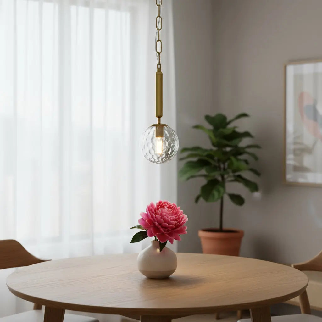 Clear And Gold Single Metal Dimmable Ceiling Light With Clear Shades Homeroots Lighting
