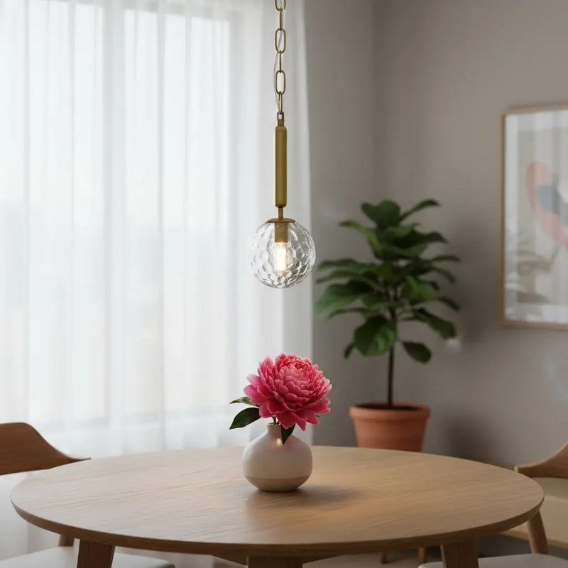 Clear And Gold Single Metal Dimmable Ceiling Light With Clear Shades Homeroots Lighting