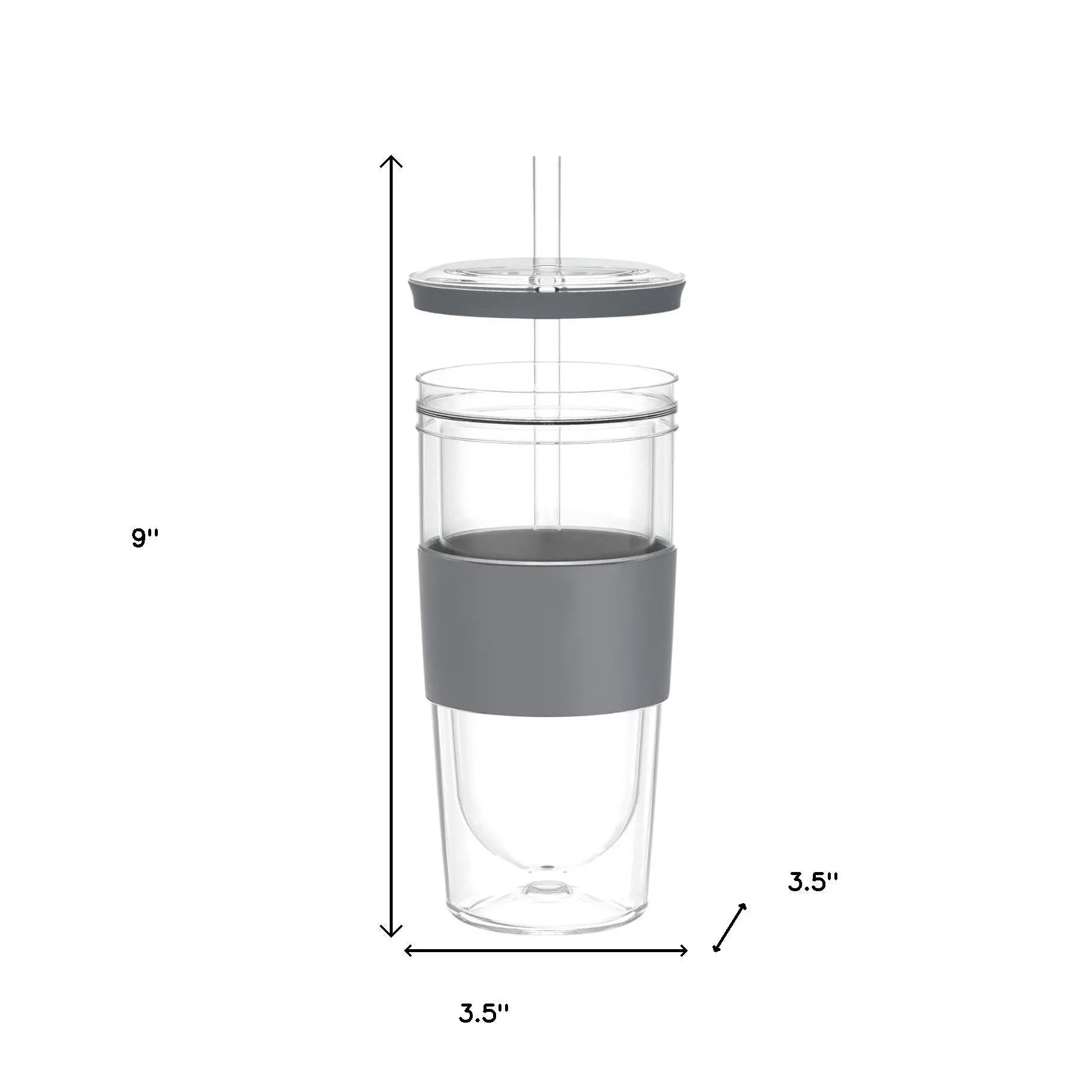 Clear And Gray Plastic Straight Shape Stemless All Purpose Wine Glass Homeroots Kitchen & Dining