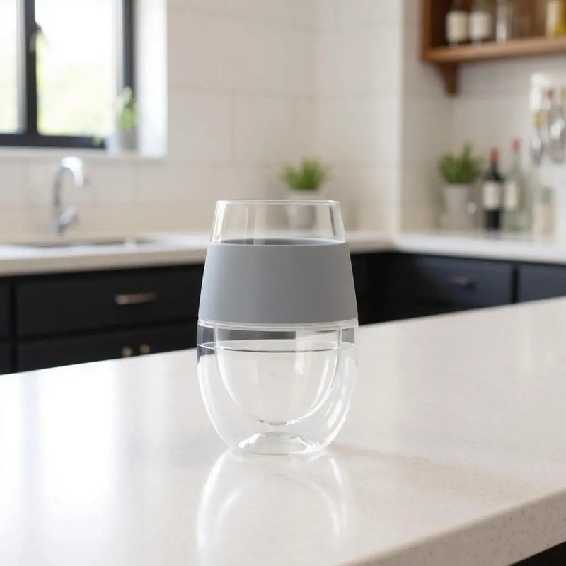 Clear And Gray Tritan Plastic Convex Curve Shape Stemless All Purpose Wine Glass Homeroots Kitchen & Dining