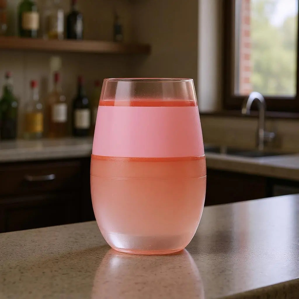 Clear And Pink Tritan Plastic Convex Curve Shape Stemless All Purpose Wine Glass Homeroots Kitchen & Dining